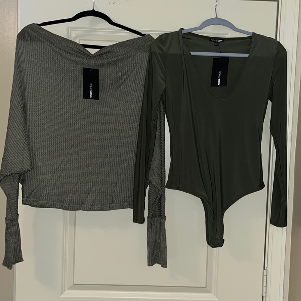 NWT 2 Large Fashion Nova Army Green Tops